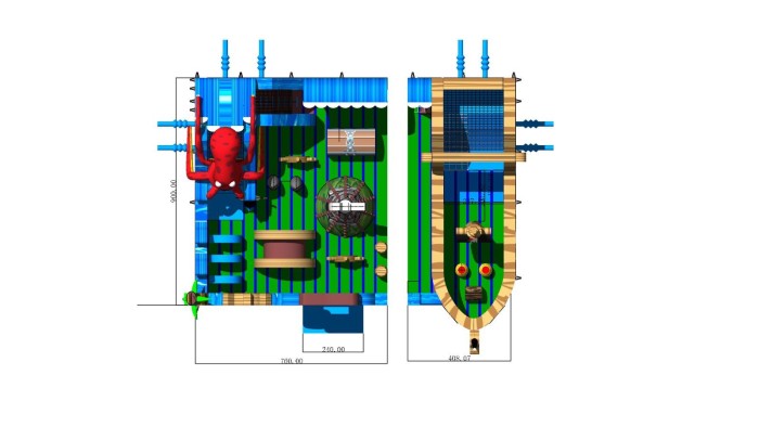 Надувная горка "Пираты"  12*9*4,2 м из 2 частей