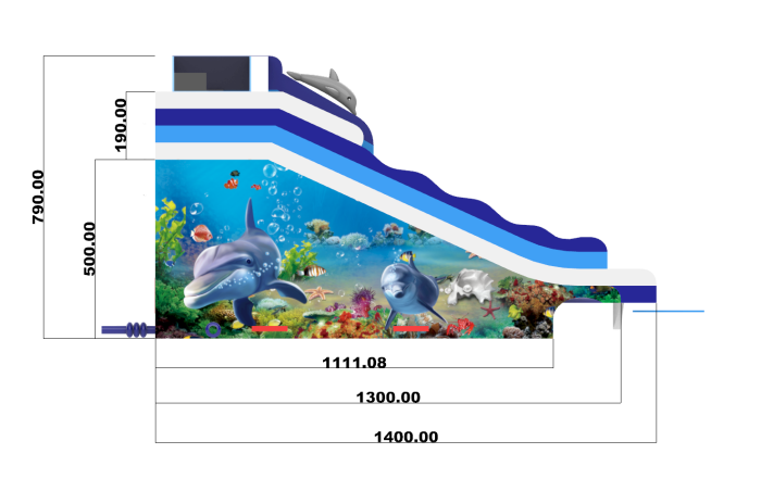 Надувной аквапарк «Трипл Дельфин» 24*14*8 м