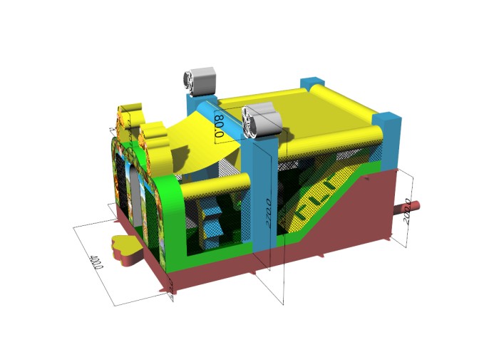 Надувной батут с горкой "Законы джунглей" 6*4*4 м