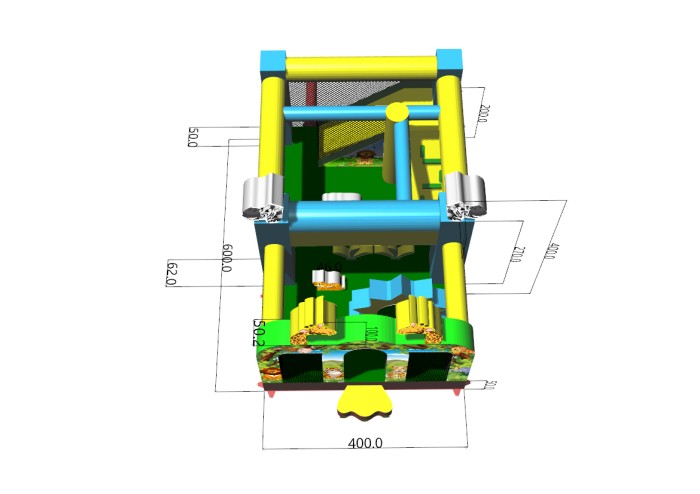 Надувной батут с горкой "Законы джунглей" 6*4*4 м