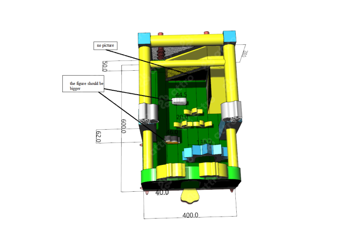 Надувной батут с горкой "Законы джунглей" 6*4*4 м