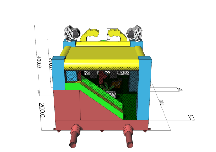 Надувной батут с горкой "Законы джунглей" 6*4*4 м