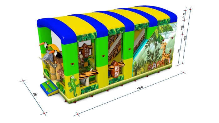 Надувной батут "Сафари с крышей" 12*6*6 м 
