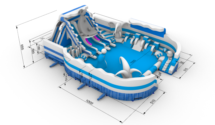 Надувной аквапарк "Белая Акула" 17*14*6,5 м