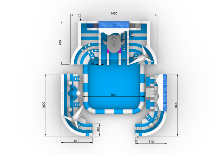 Надувной аквапарк "Белая Акула" 17*14*6,5 м