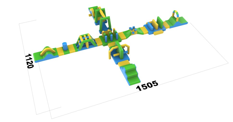 Надувной инвентарь для развлечений  «Надувная спортивная площадка» 15*11,2*1,68