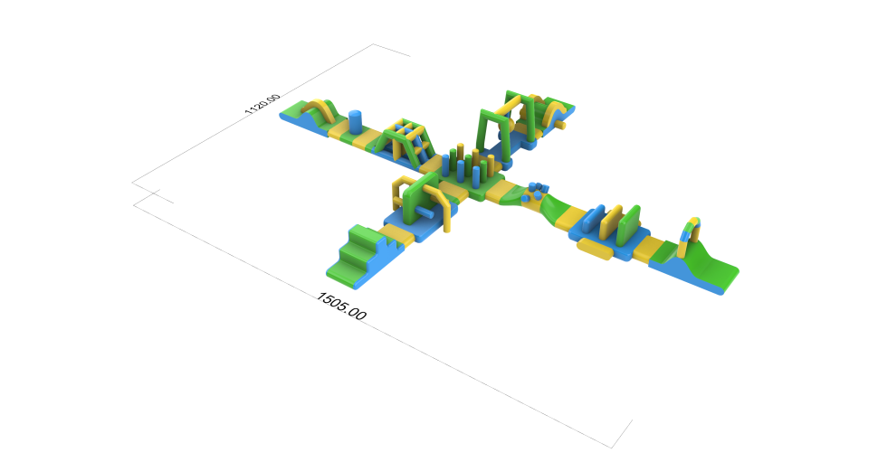 Надувной инвентарь для развлечений  «Надувная спортивная площадка» 15*11,2*1,68