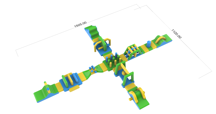 Надувной инвентарь для развлечений  «Надувная спортивная площадка» 15*11,2*1,68
