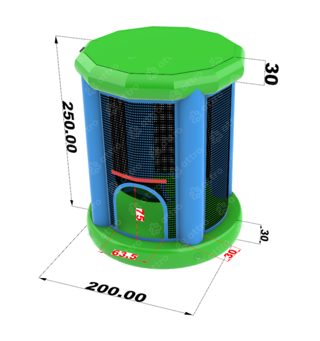 Надувной спортивный батут (Китай) 2*2*2,5 м 