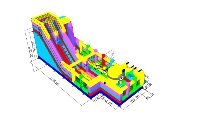Надувная горка "Миньоны" 14*6*6,4 м