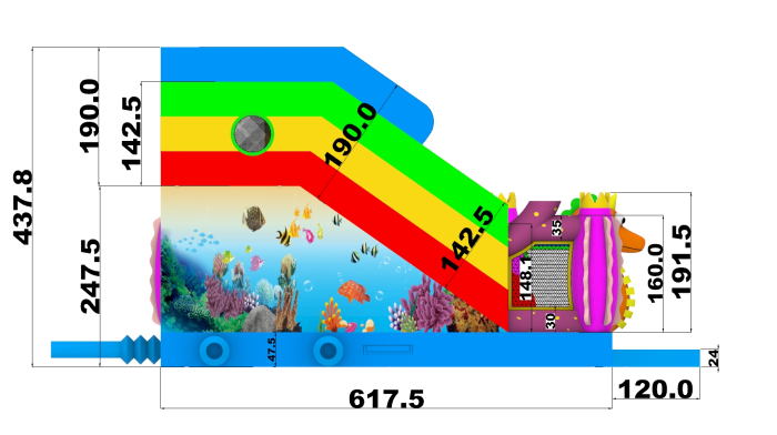 Надувная горка "Морское приключение" 7*6*4,4 м