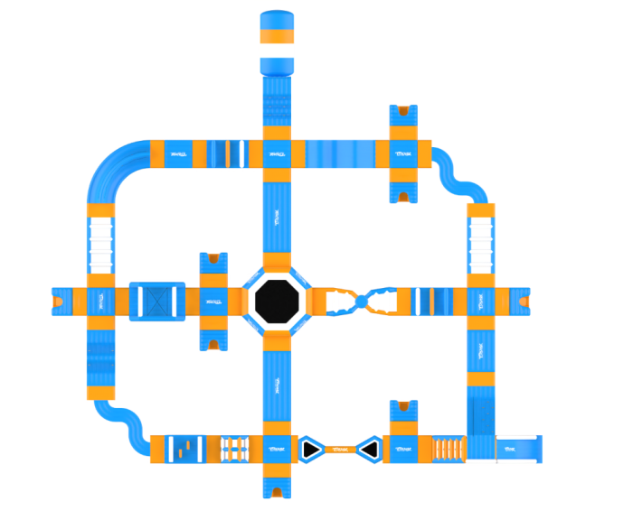 Надувной аквапарк "Игропарк" размер 35*35 м
