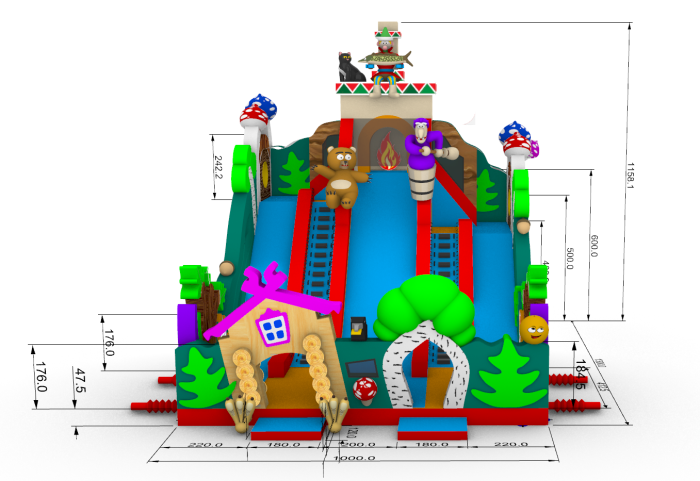Надувная горка "Емеля" 13*10*11,5 м