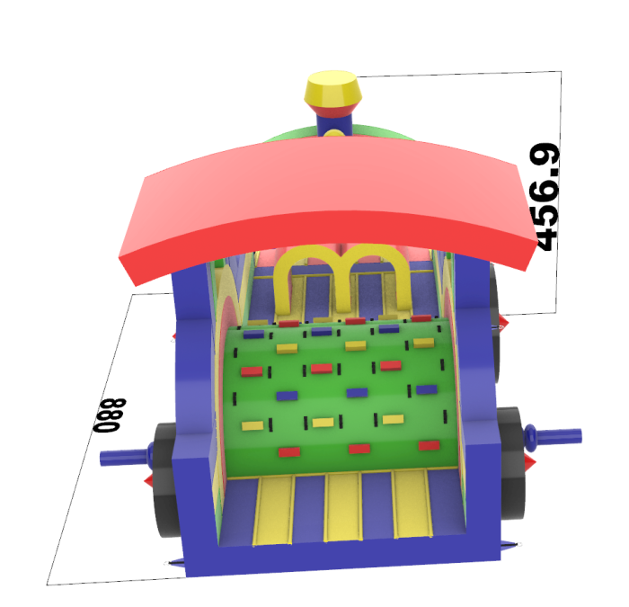 Надувная полоса препятствий "Паровозик" всесезонная размер 32*5*4,5 м