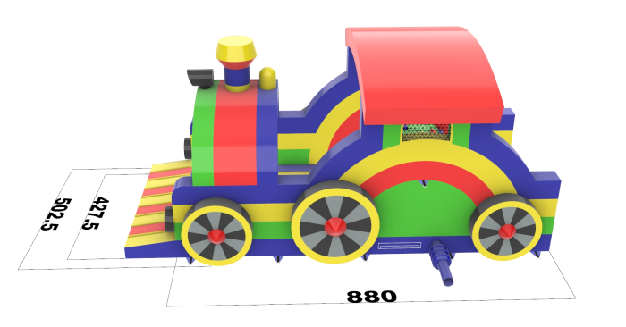 Надувная полоса препятствий "Паровозик" всесезонная размер 32*5*4,5 м