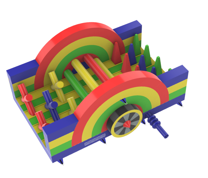 Надувная полоса препятствий "Паровозик" всесезонная размер 32*5*4,5 м
