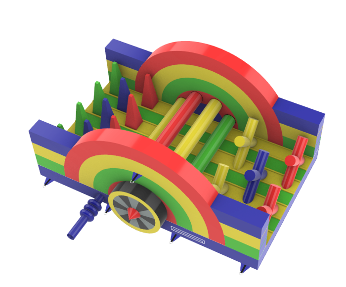 Надувная полоса препятствий "Паровозик" всесезонная размер 32*5*4,5 м