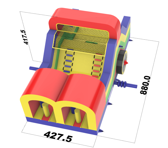 Надувная полоса препятствий "Паровозик" всесезонная размер 32*5*4,5 м