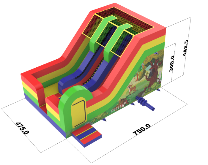 Надувная полоса препятствий "Паровозик" всесезонная размер 32*5*4,5 м