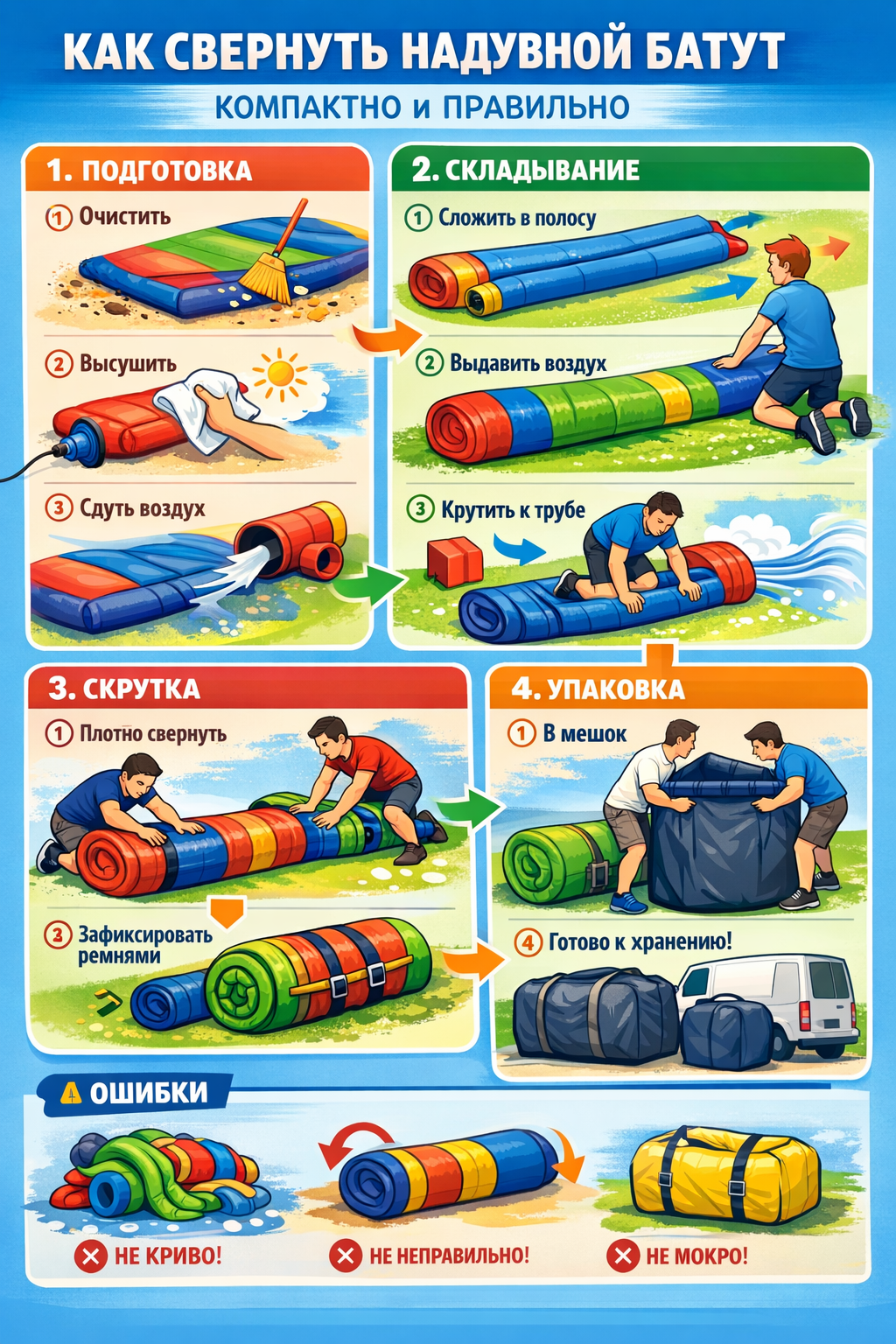 Как свернуть надувной батут